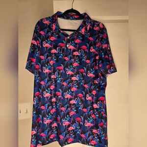 Men's Button Down Flamingo Shirt Size Large